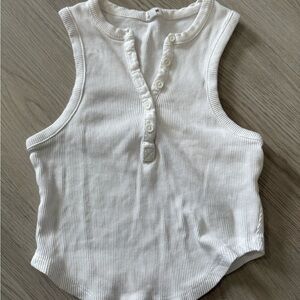 Garage White Ribbed Tank Top